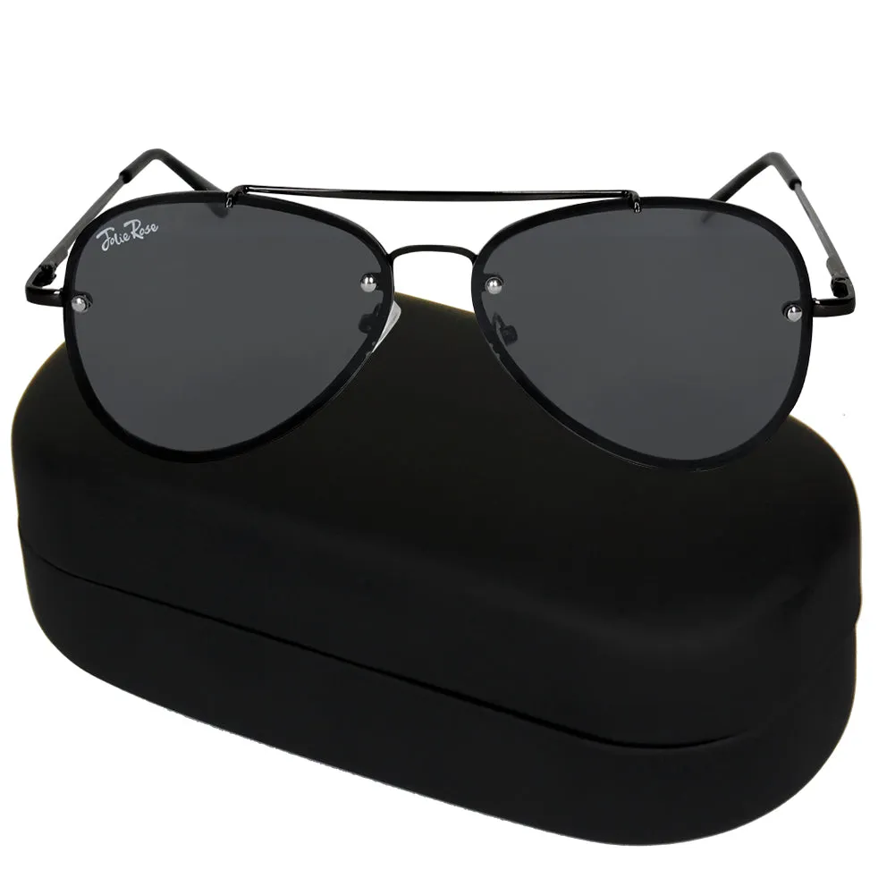 Jolie Rose Men's Studded Aviator Sunglasses and Sunglass Hard Case