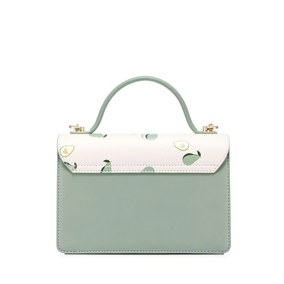 JUST STAR Women's PU Leather Handbags Ladies Fashion Avocado Fruit Printing Shoulder Tote Purse Female Chains Flap Messenger Bag