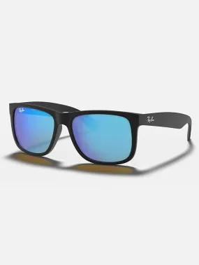 Justin Matte Black/Blue Mirror Sunglasses