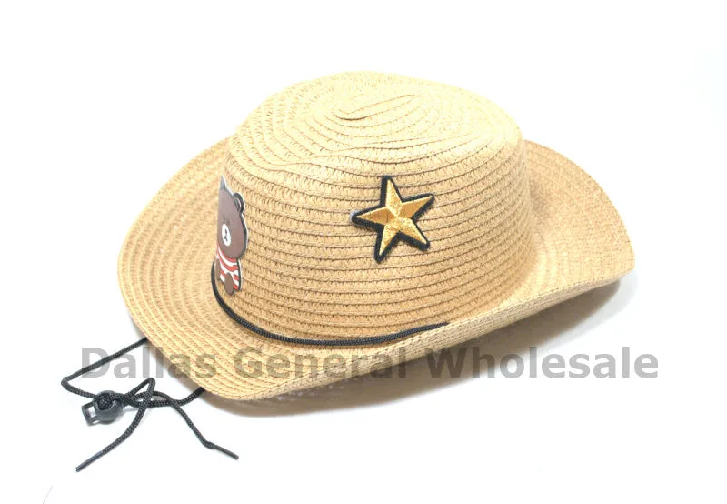 Kids Bear Straw Cowboy Hats Wholesales