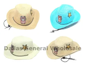 Kids Bear Straw Cowboy Hats Wholesales