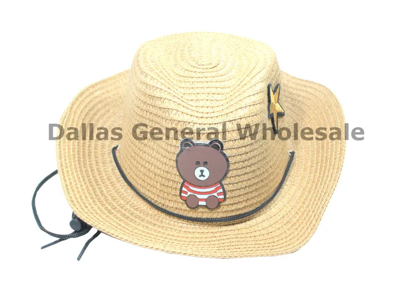 Kids Bear Straw Cowboy Hats Wholesales