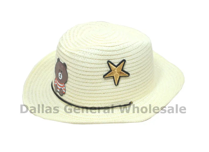 Kids Bear Straw Cowboy Hats Wholesales