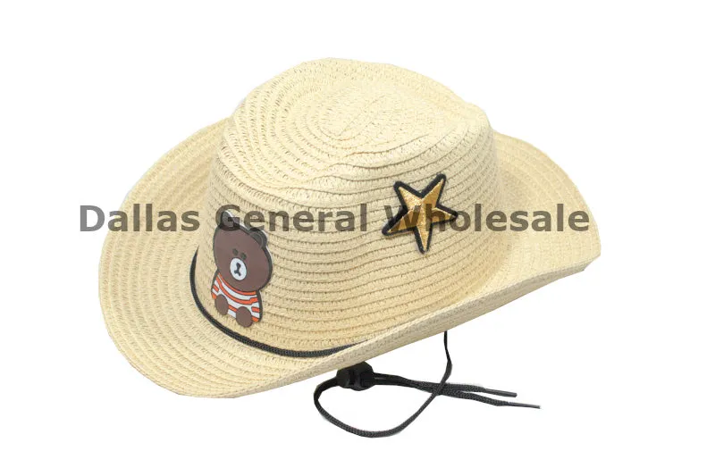 Kids Bear Straw Cowboy Hats Wholesales