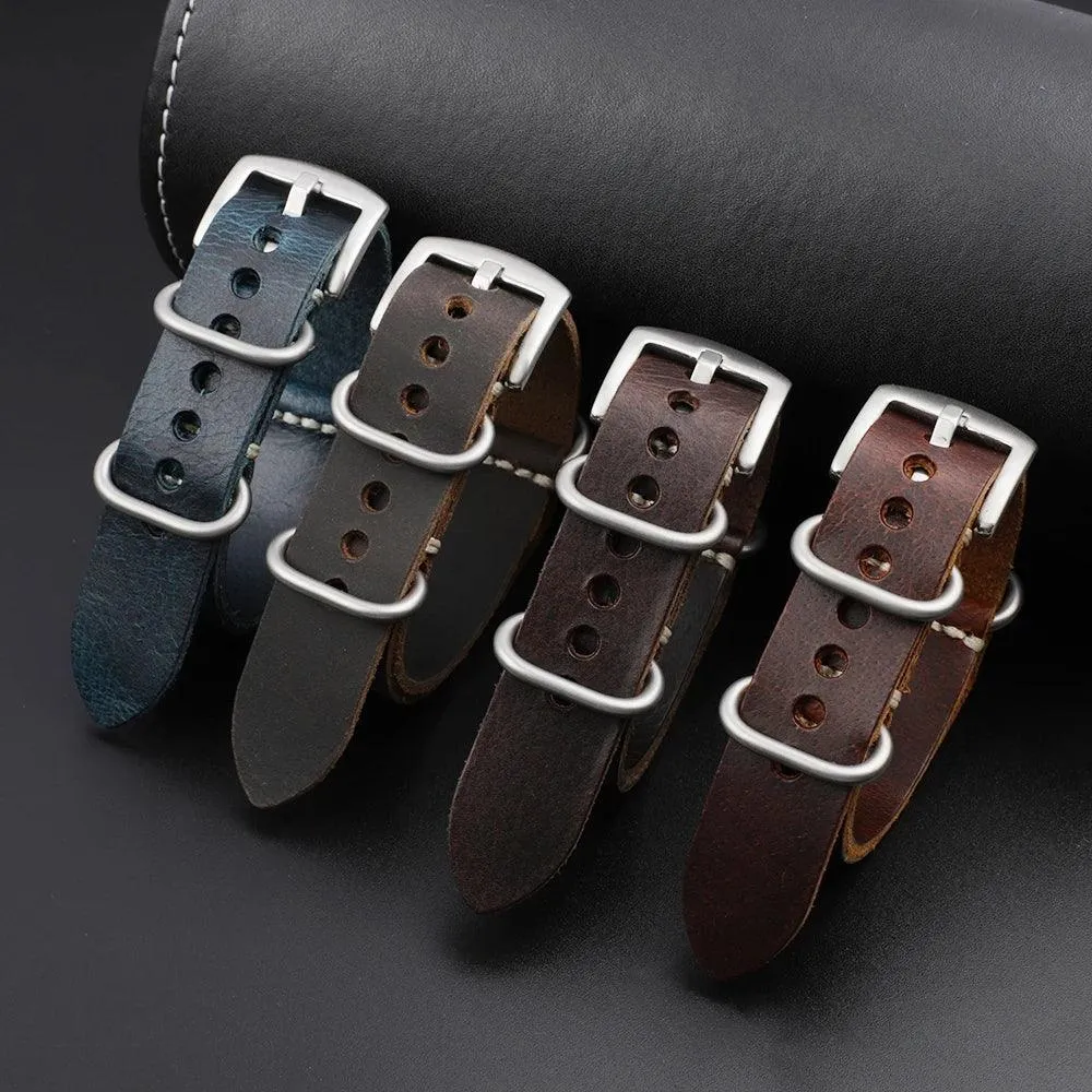 KZL029O Cowhide Genuine Leather Zulu Watch Straps