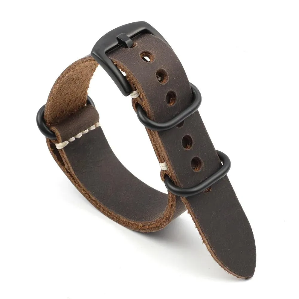 KZL029O Cowhide Genuine Leather Zulu Watch Straps