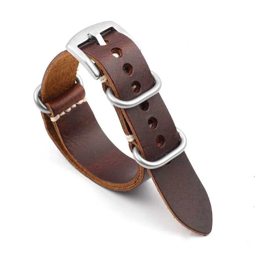 KZL029O Cowhide Genuine Leather Zulu Watch Straps