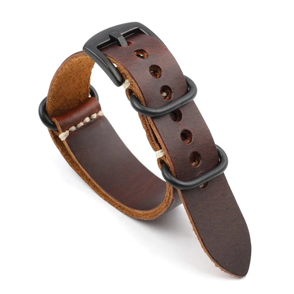 KZL029O Cowhide Genuine Leather Zulu Watch Straps