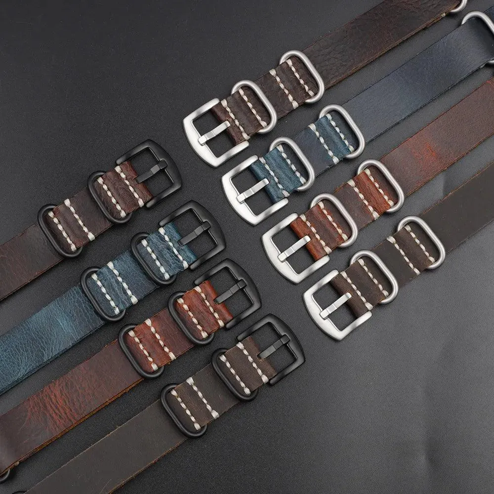 KZL029O Cowhide Genuine Leather Zulu Watch Straps