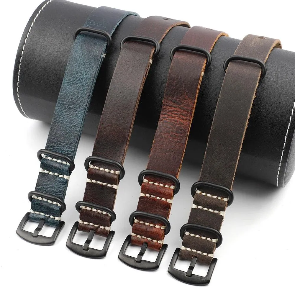 KZL029O Cowhide Genuine Leather Zulu Watch Straps