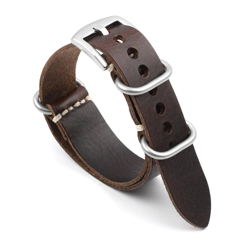 KZL029O Cowhide Genuine Leather Zulu Watch Straps
