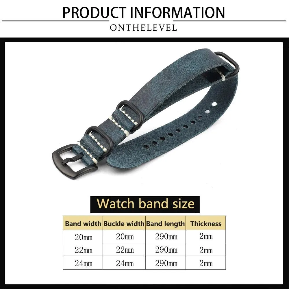 KZL029O Cowhide Genuine Leather Zulu Watch Straps