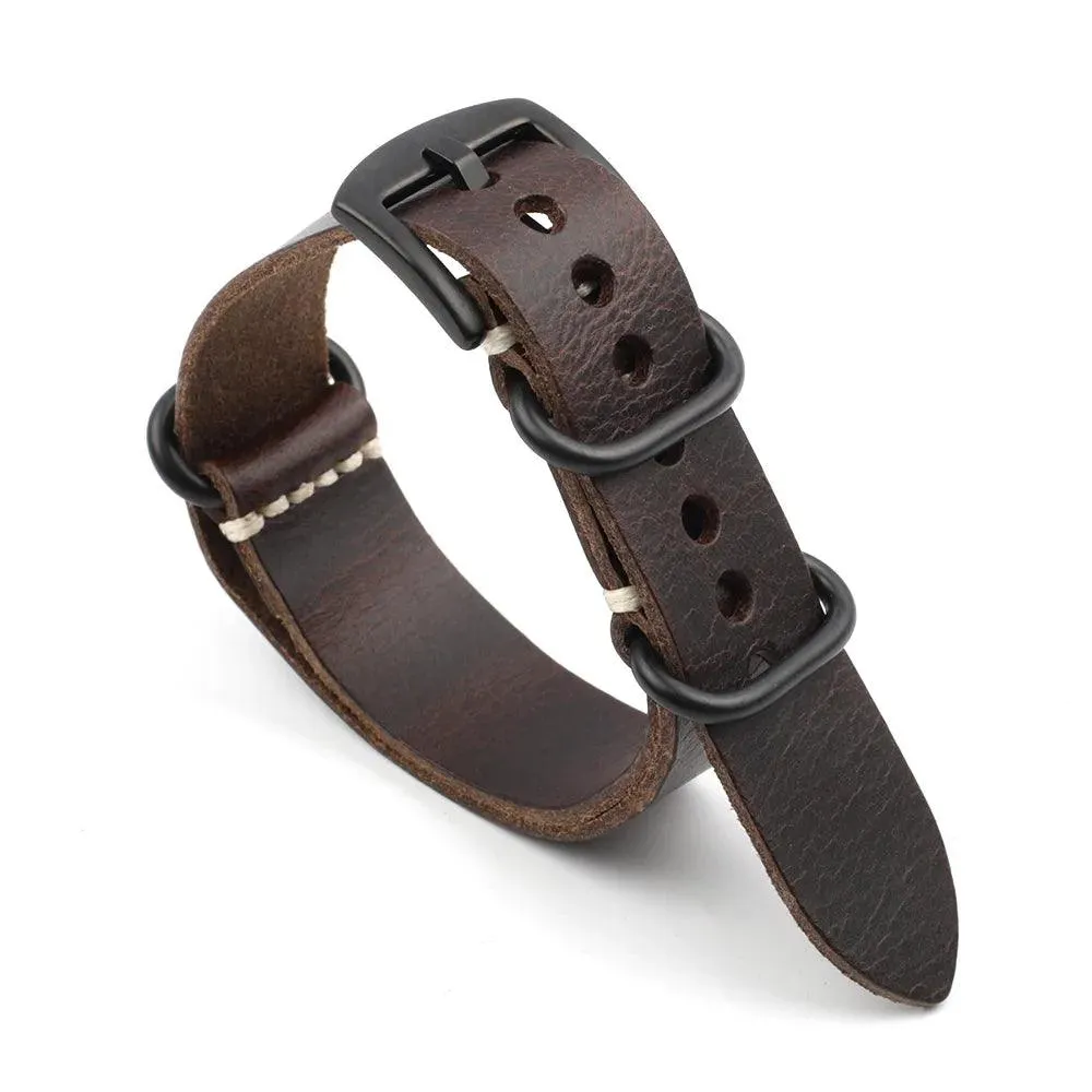 KZL029O Cowhide Genuine Leather Zulu Watch Straps
