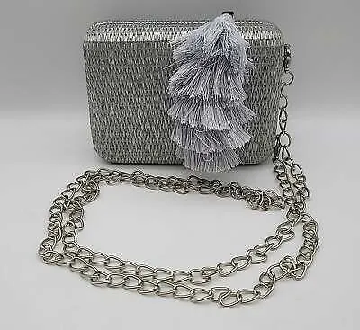 La Regale Raffia Tassel Box Clutch