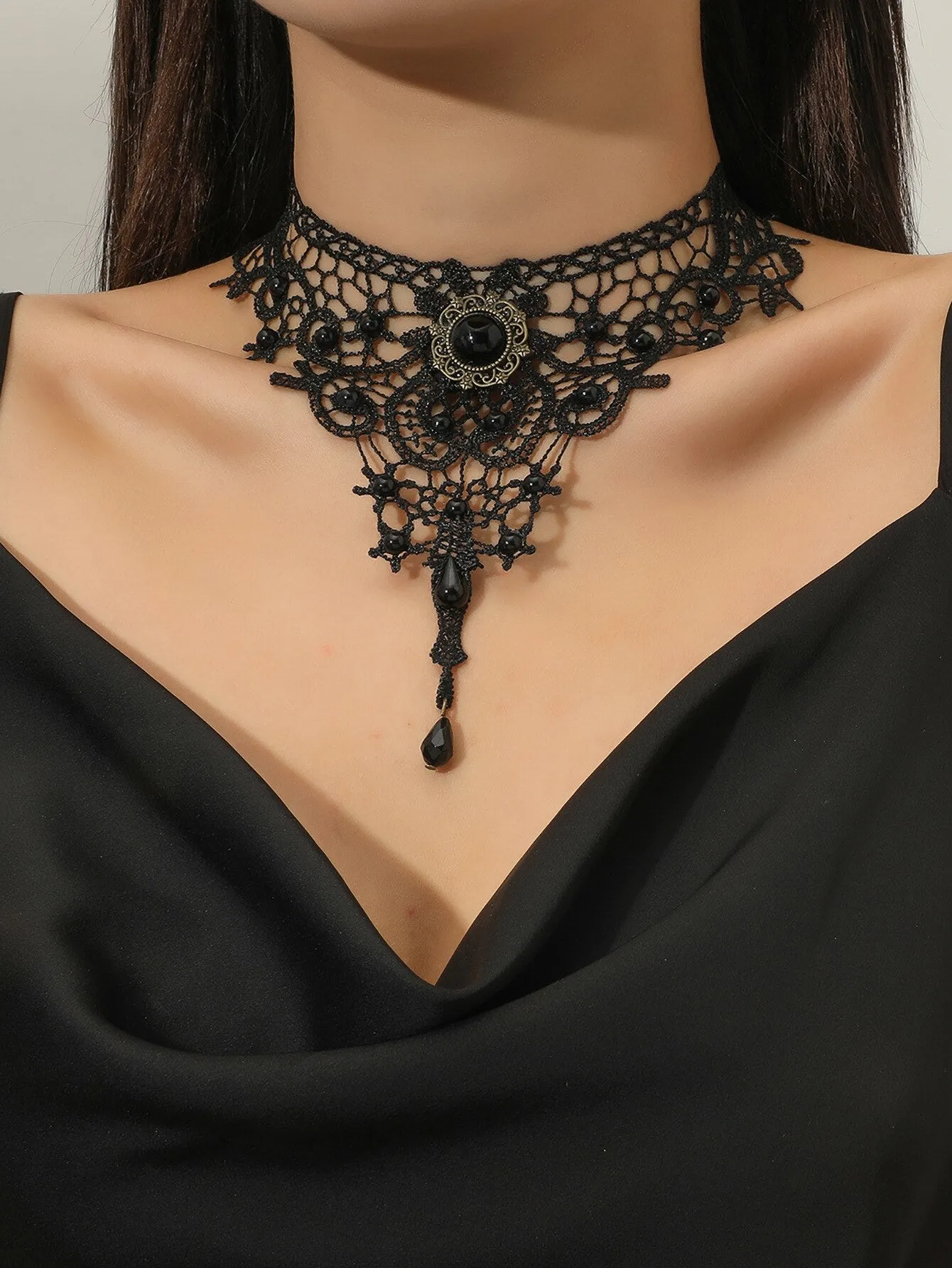 Lace Ladies Necklace Women's Exaggerated Black Clavicle Chain Collar