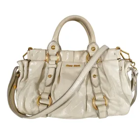 Leather Neutral Gathered Handle Shoulder Bag