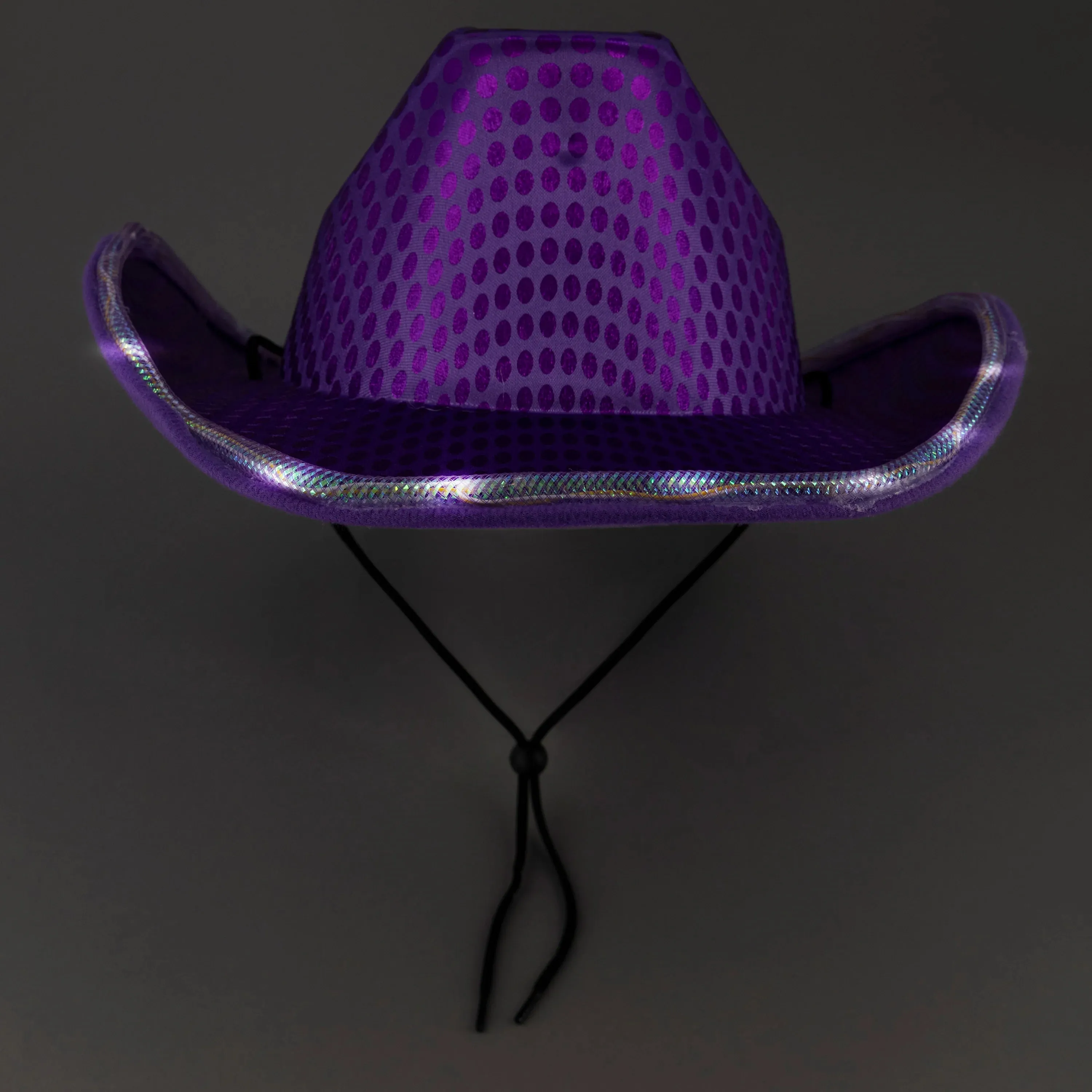 LED Light Up Flashing Sequin Purple & Teal Cowboy Hat - Pack of 2 Hats