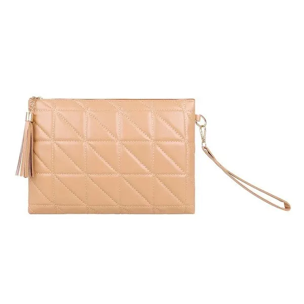 Livy Triangle Block Quilted Clutch in 3 Colors