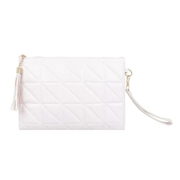 Livy Triangle Block Quilted Clutch in 3 Colors