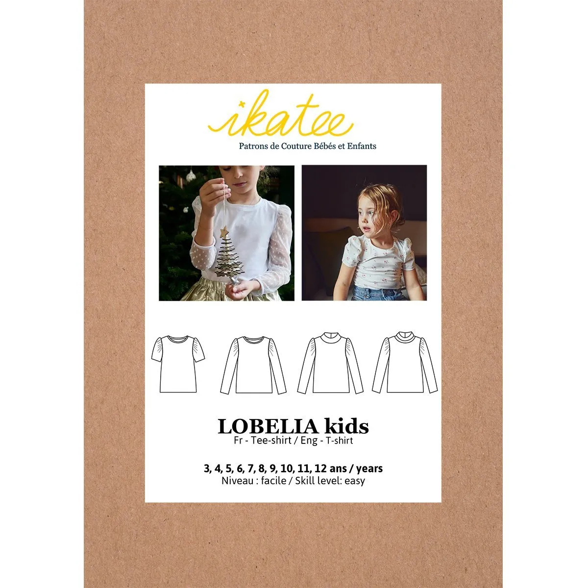 Lobelia Kids Tee-shirt Sewing Pattern - Girls 3/12 - Ikatee