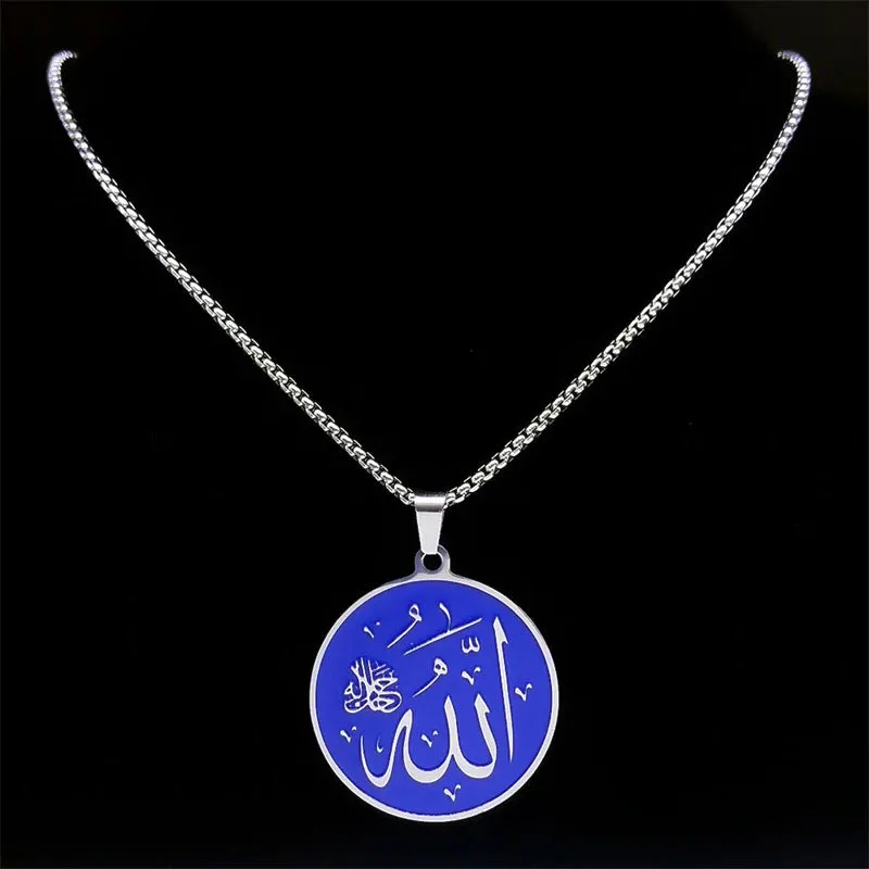 Luck Arabic God Allah Pendant Necklaces Men/Women Stainless Steel Muslim Islam Quran Necklace
