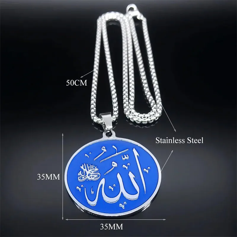 Luck Arabic God Allah Pendant Necklaces Men/Women Stainless Steel Muslim Islam Quran Necklace