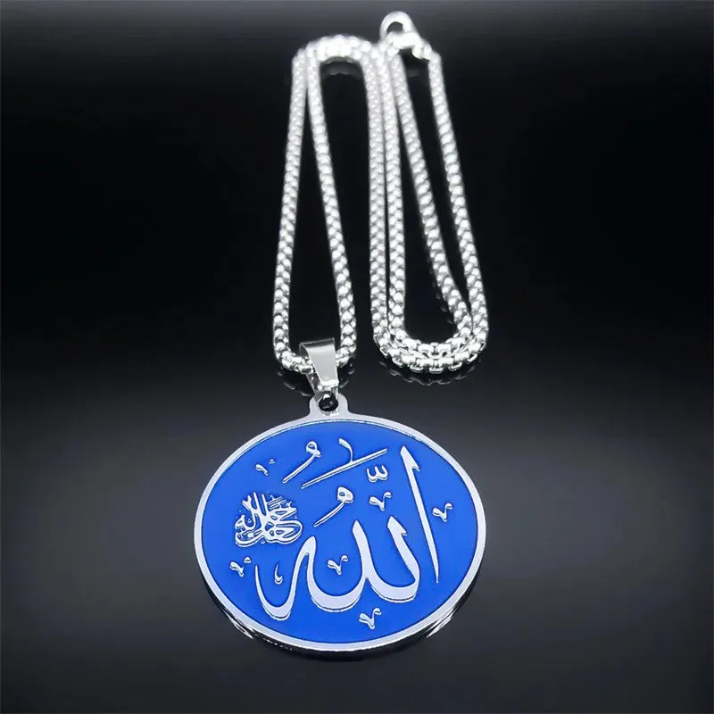 Luck Arabic God Allah Pendant Necklaces Men/Women Stainless Steel Muslim Islam Quran Necklace