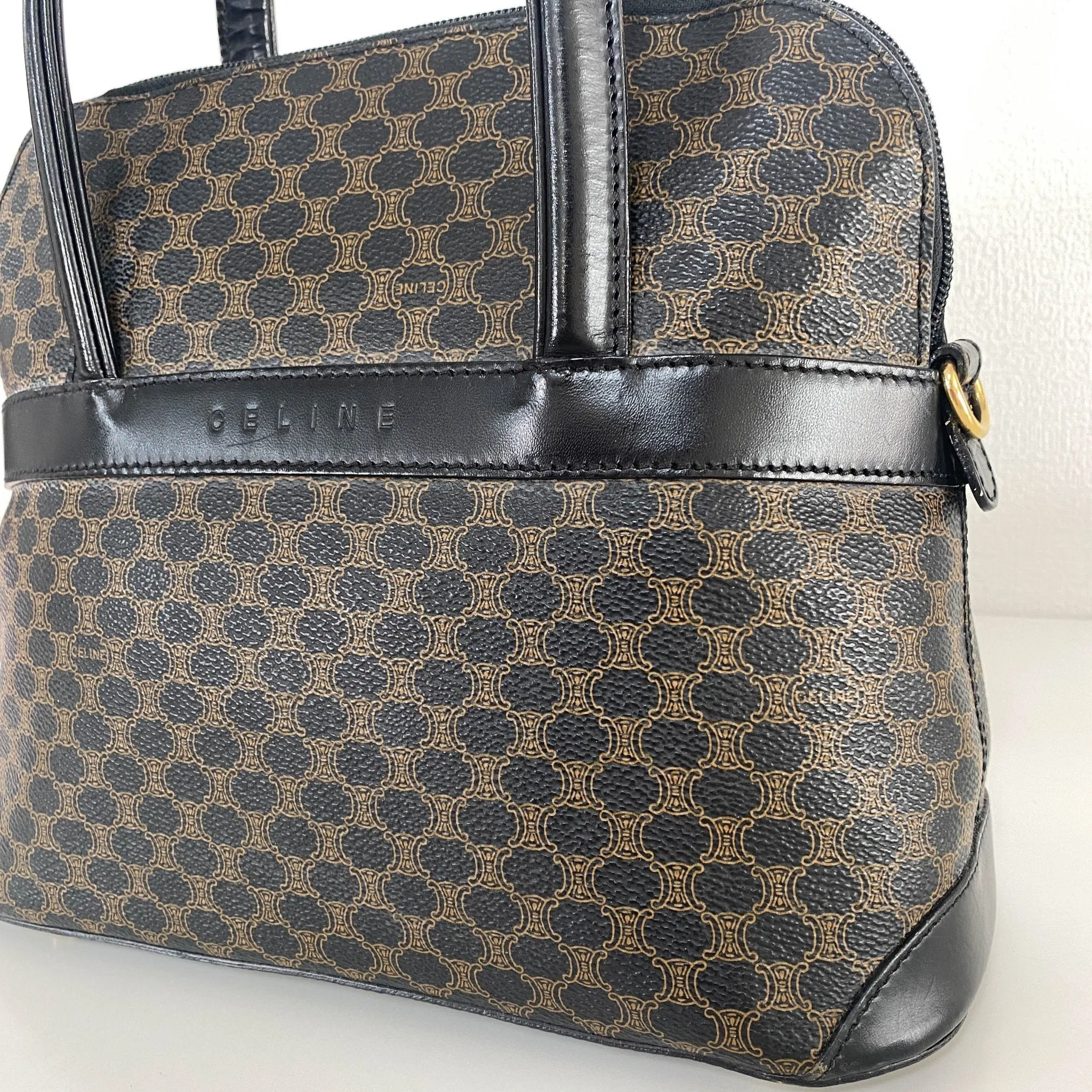 Macadam Triomphe Black Canvas Handle Bag