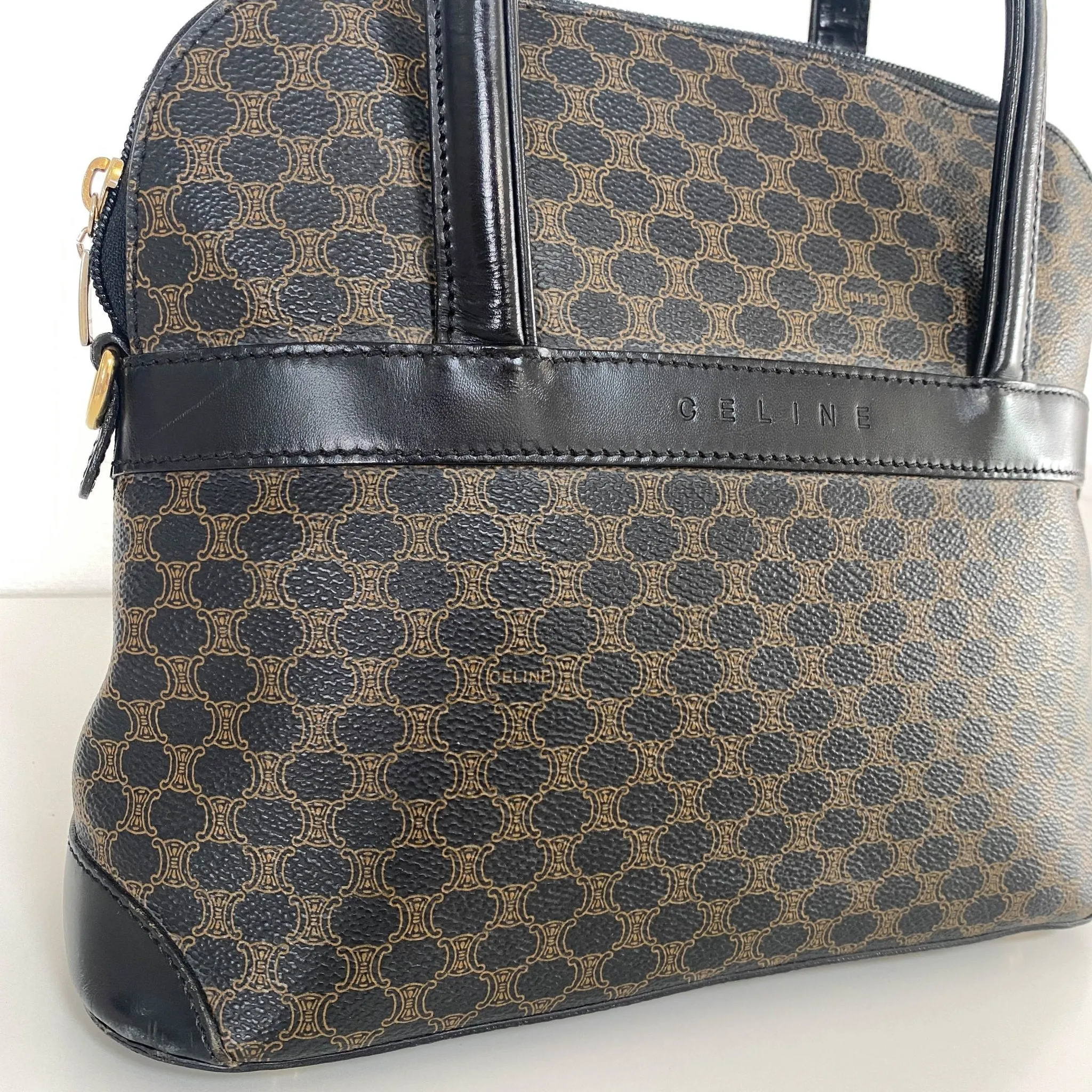 Macadam Triomphe Black Canvas Handle Bag