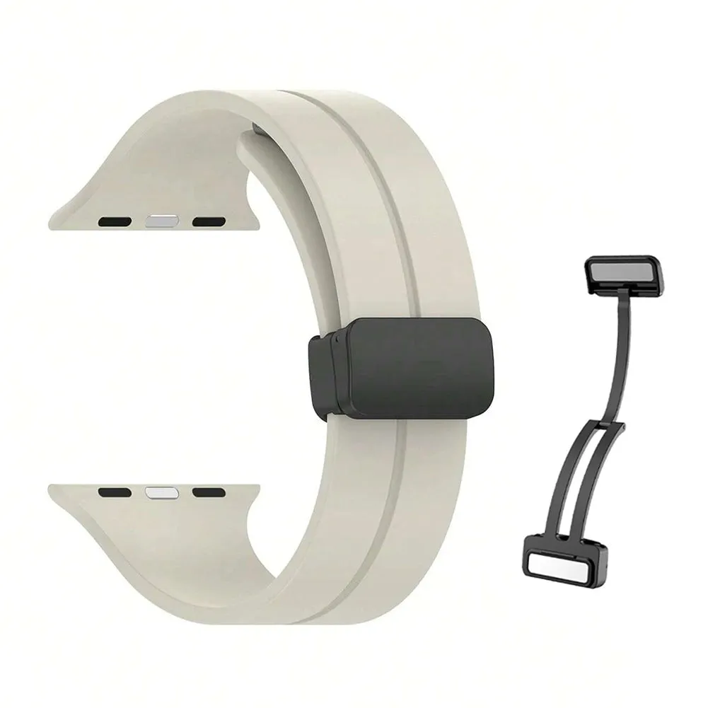 Magnetic silicone strap for Apple Watch 49mm-Starlight