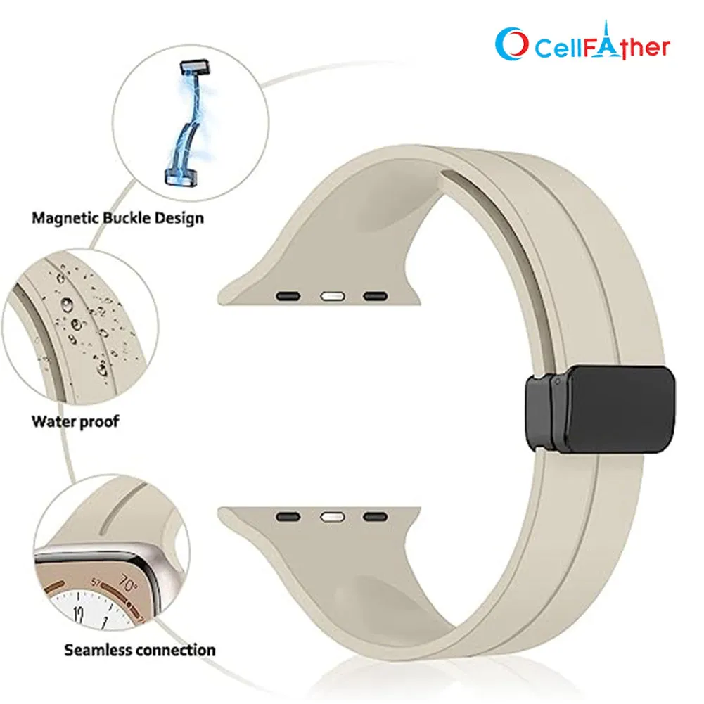 Magnetic silicone strap for Apple Watch 49mm-Starlight