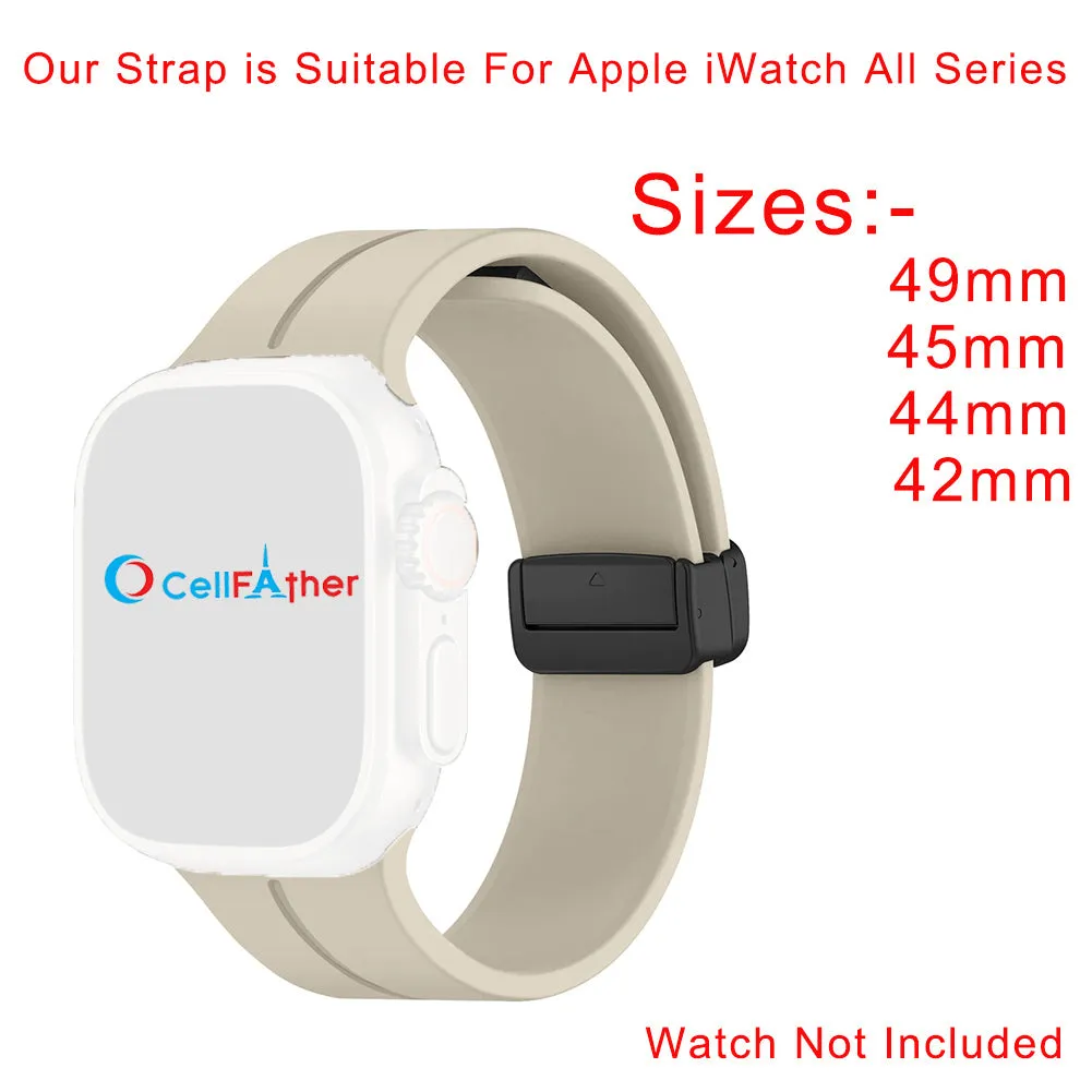 Magnetic silicone strap for Apple Watch 49mm-Starlight