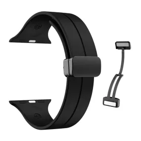 Magnetic Silicone Strap For apple Watch Series 10-Black