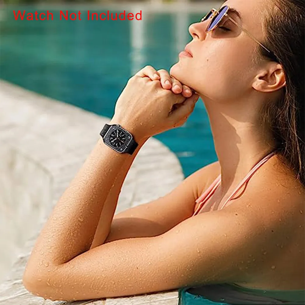 Magnetic Silicone Strap For apple Watch Series 10-Black