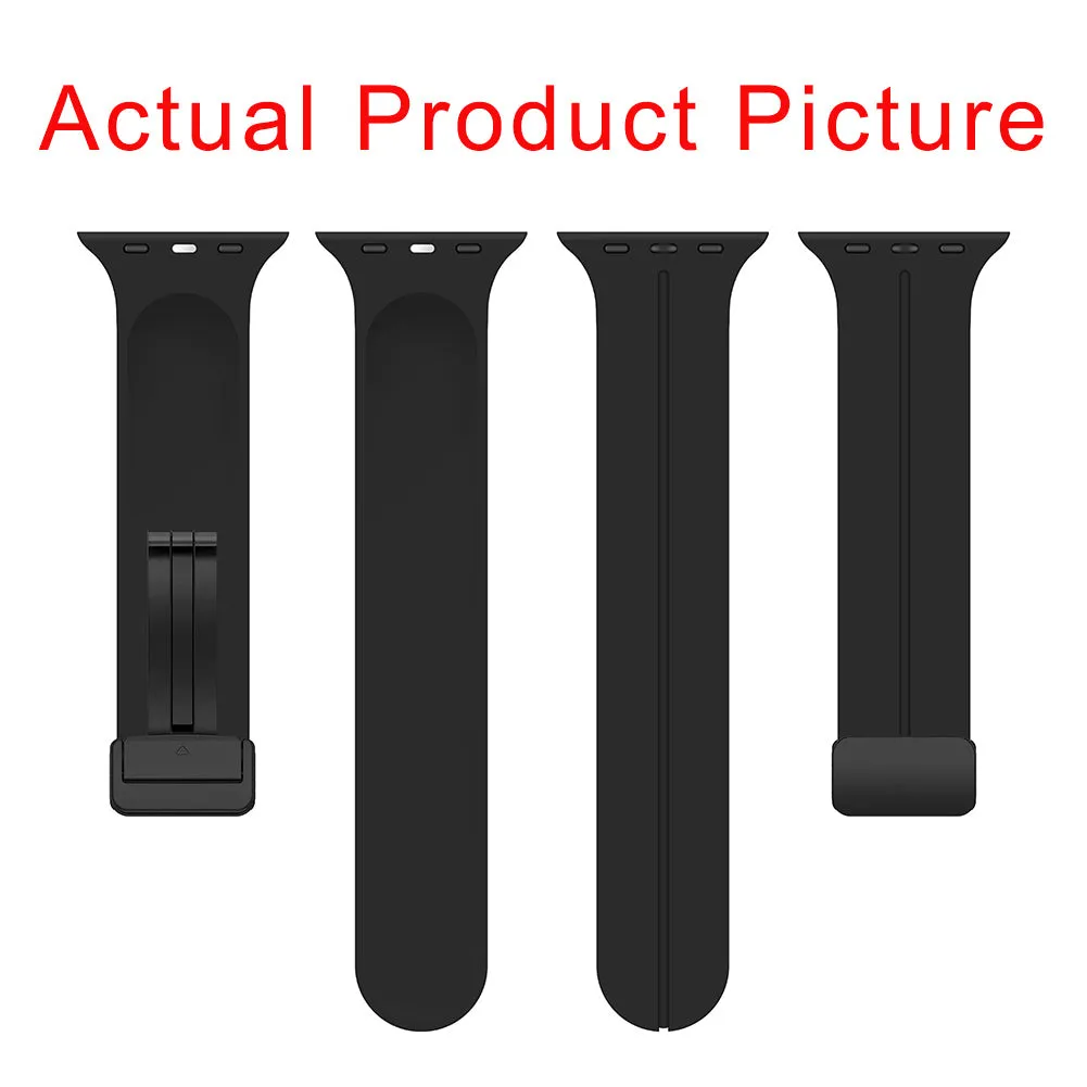Magnetic Silicone Strap For apple Watch Series 10-Black