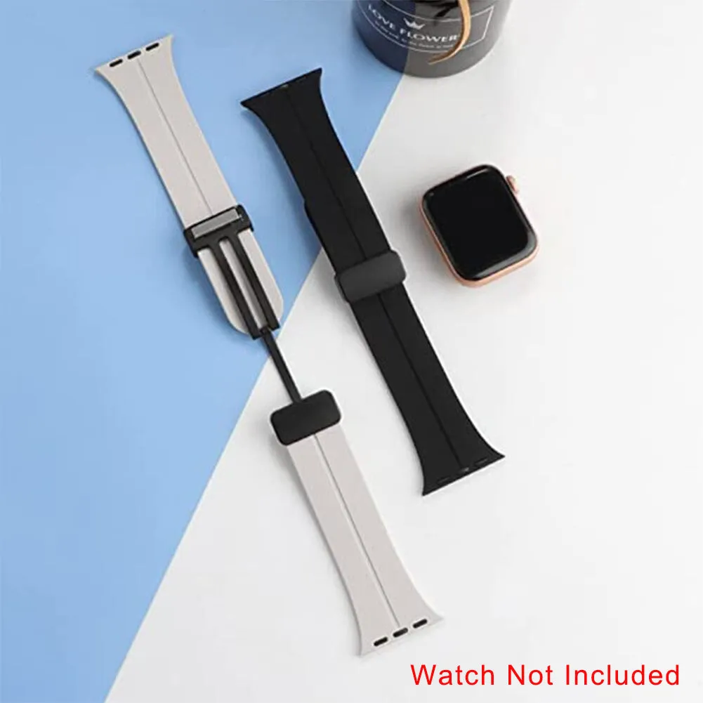 Magnetic Silicone Strap For apple Watch Series 10-Black
