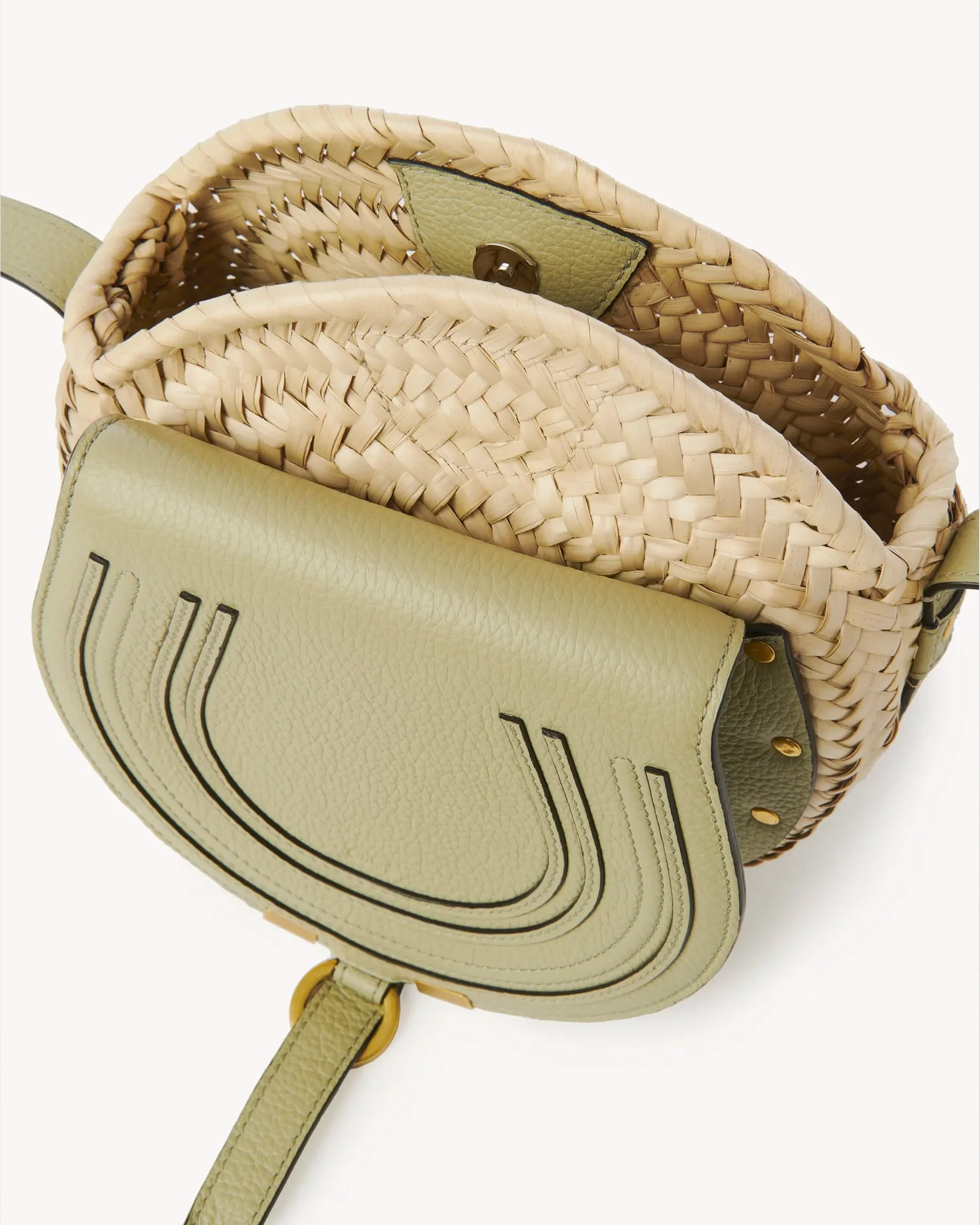 Marcie Basket Crossbody Bag in Faded Green