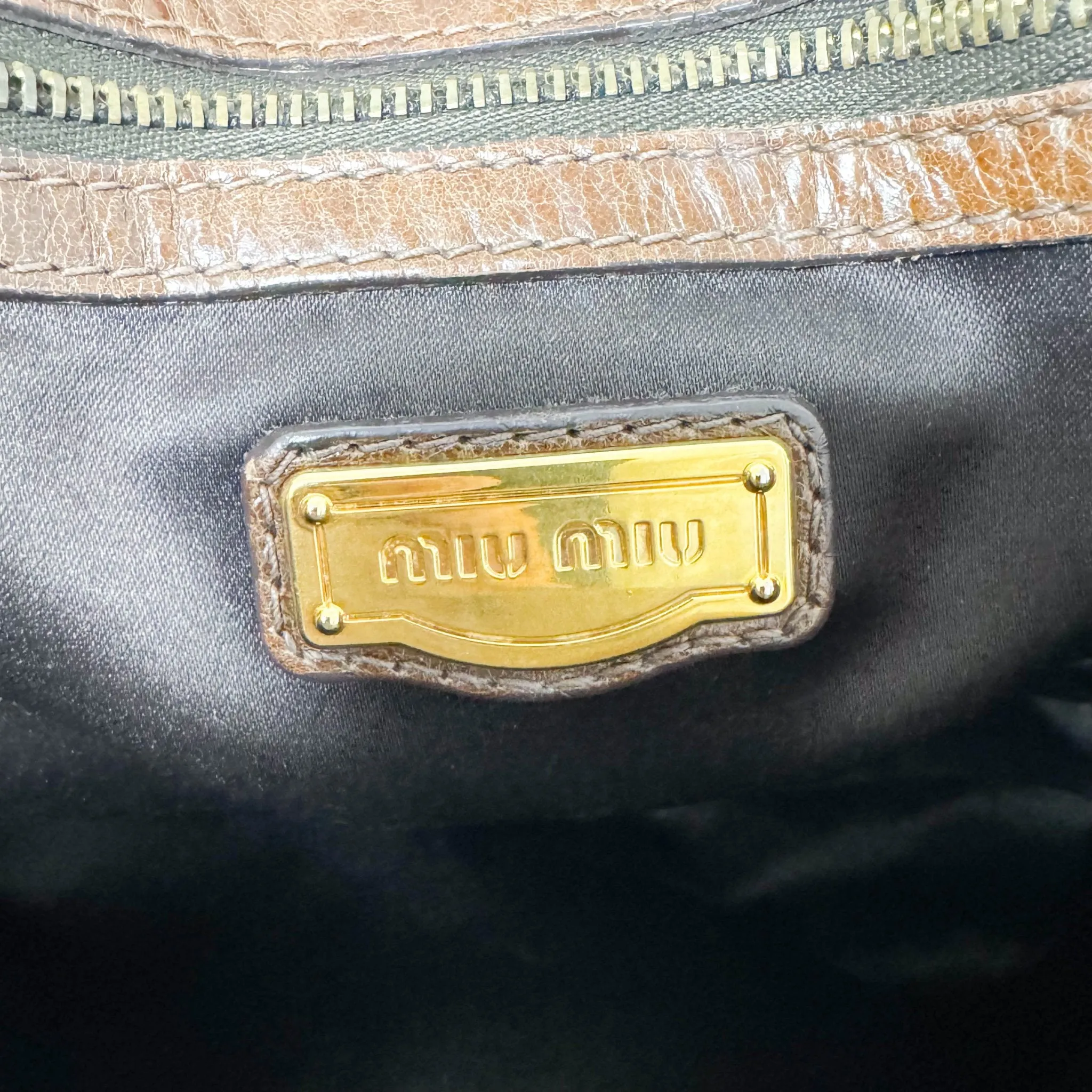 Matelassé Brown Leather Crossbody / Handbag