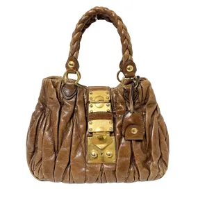 Matelassé Brown Leather Crossbody / Handbag