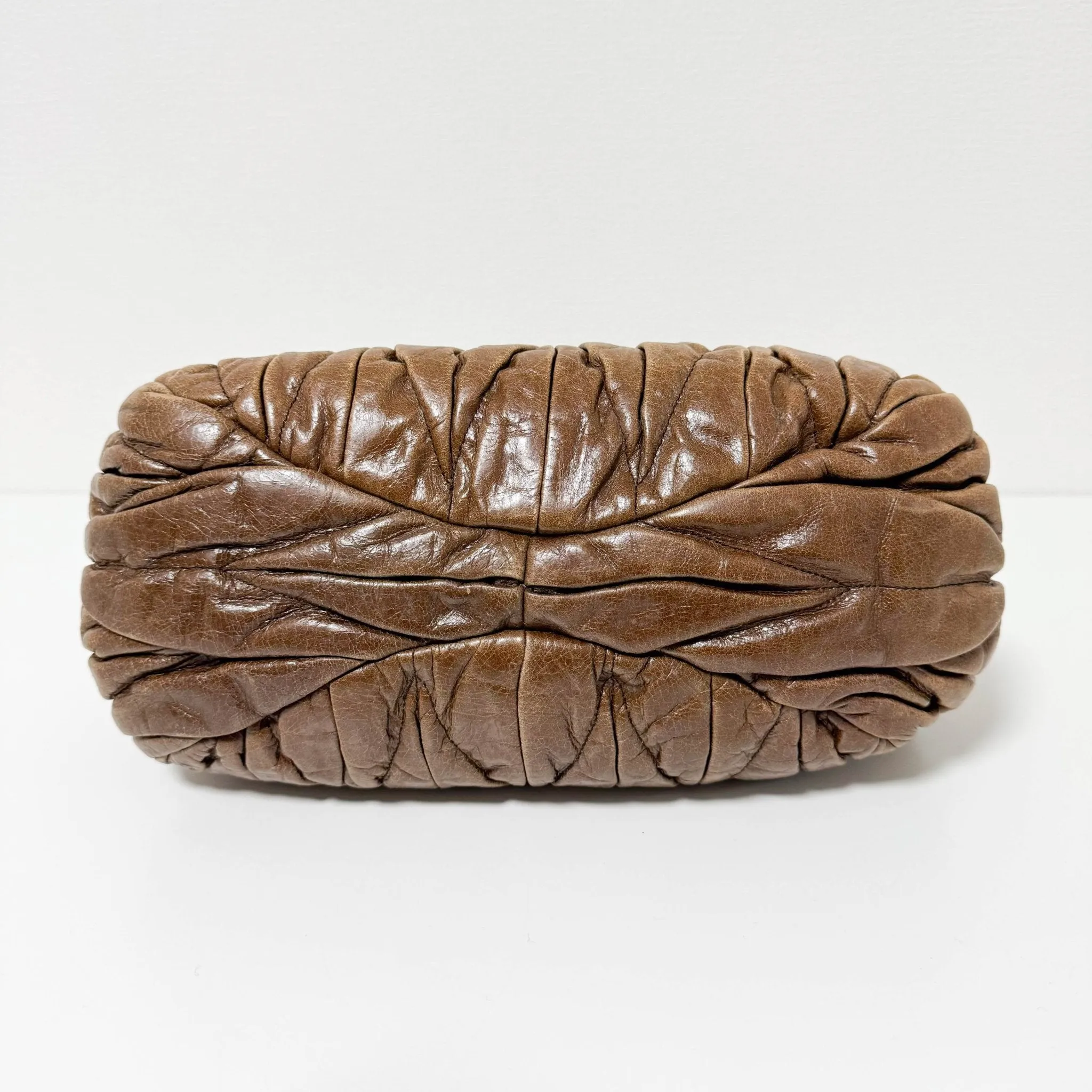 Matelassé Brown Leather Crossbody / Handbag