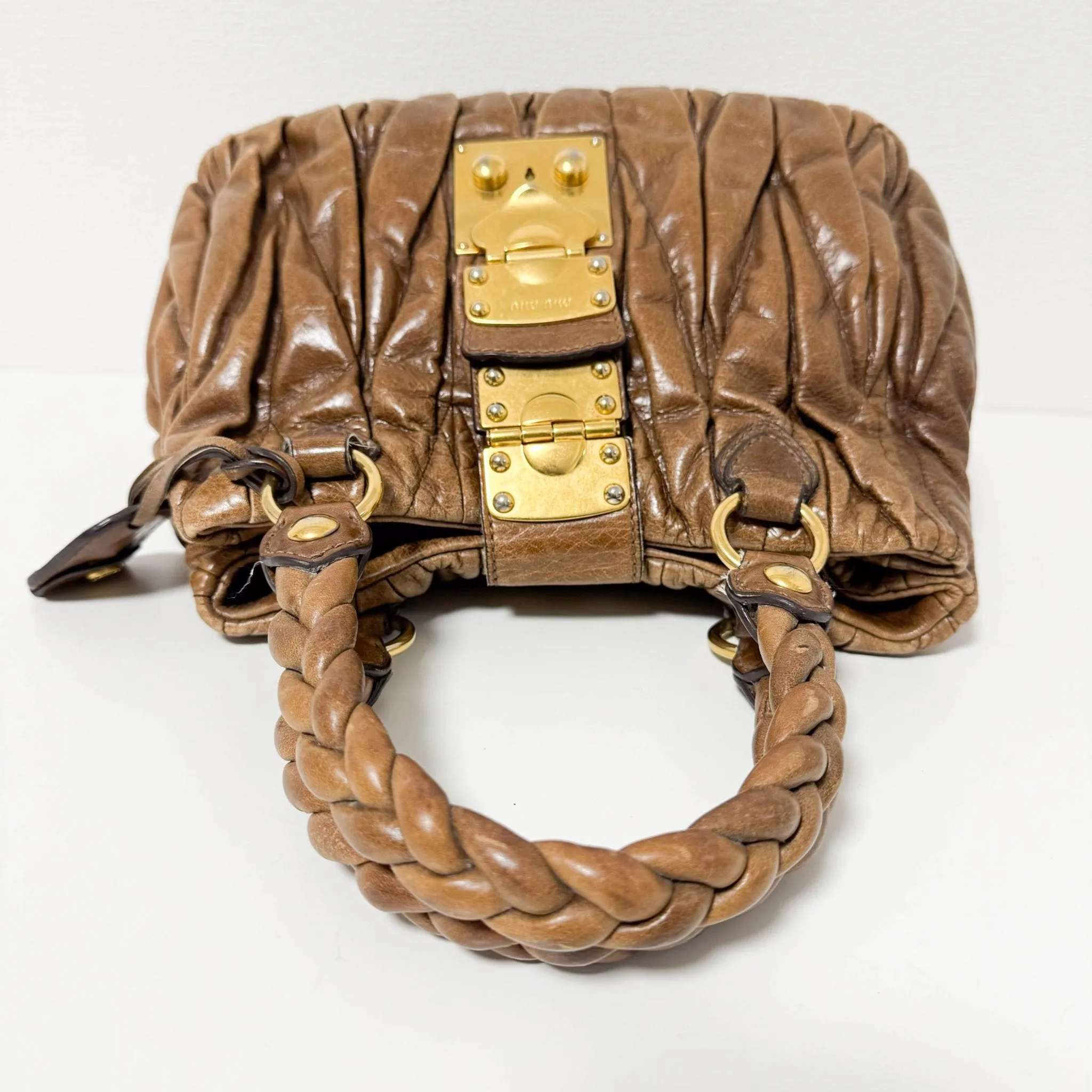 Matelassé Brown Leather Crossbody / Handbag