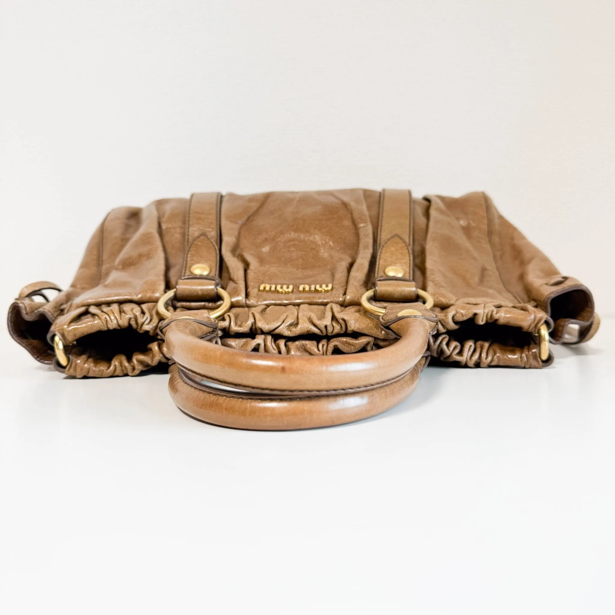 Matelassé Brown Leather Shoulder Bag Tote