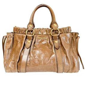 Matelassé Brown Leather Shoulder Bag Tote