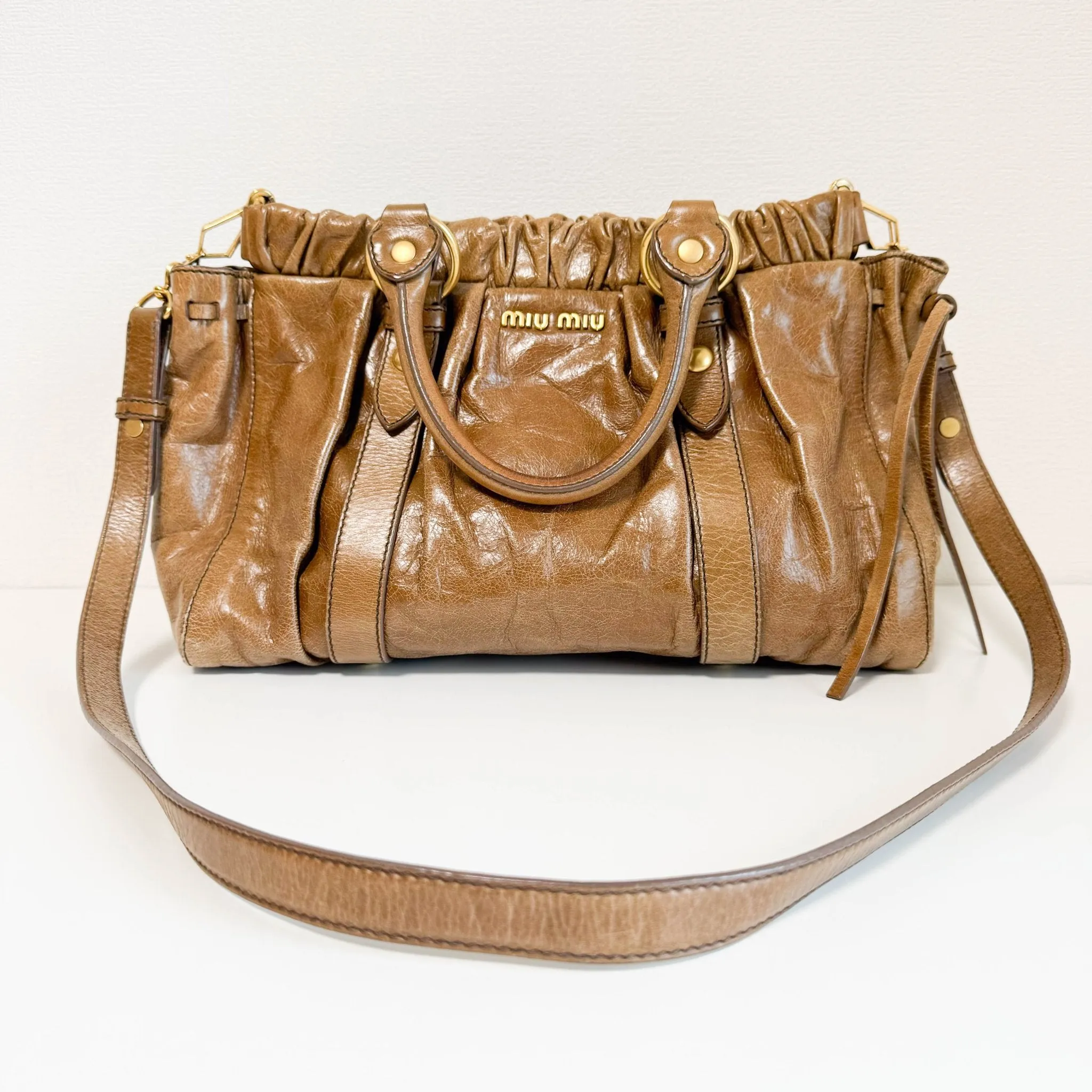 Matelassé Brown Leather Shoulder Bag Tote