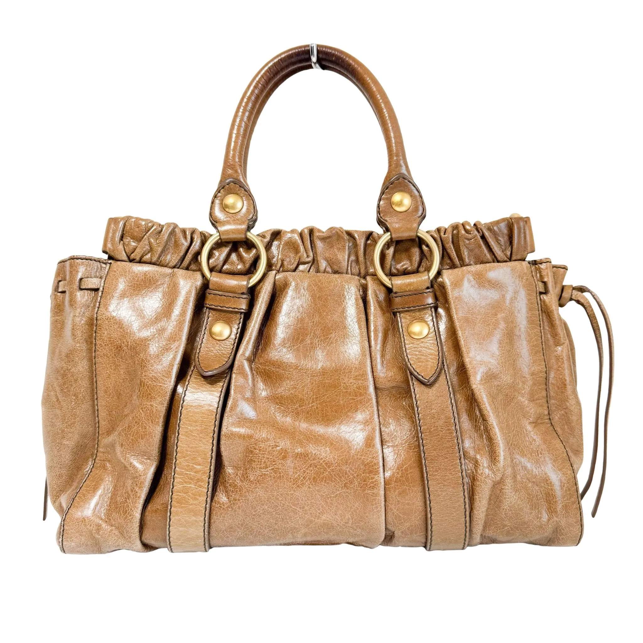 Matelassé Brown Leather Shoulder Bag Tote