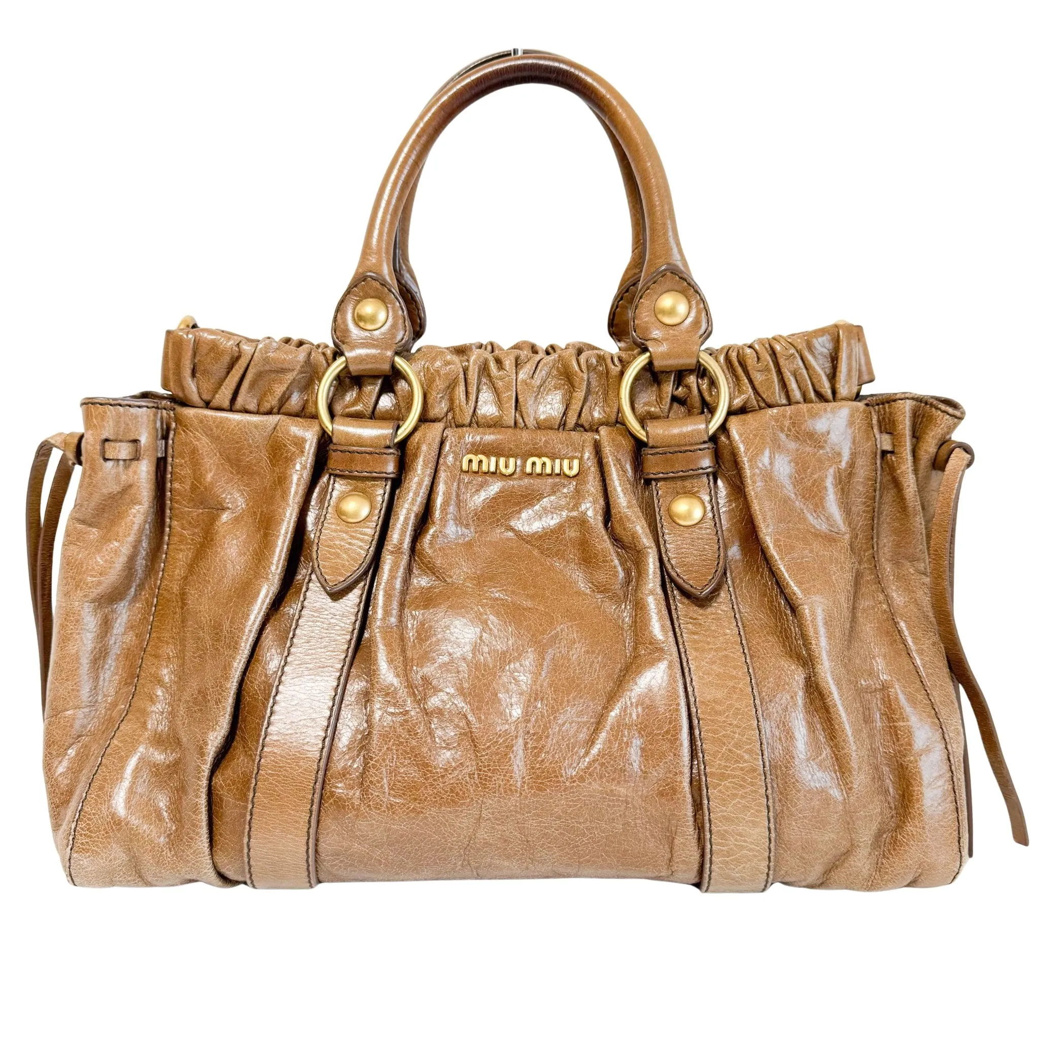 Matelassé Brown Leather Shoulder Bag Tote