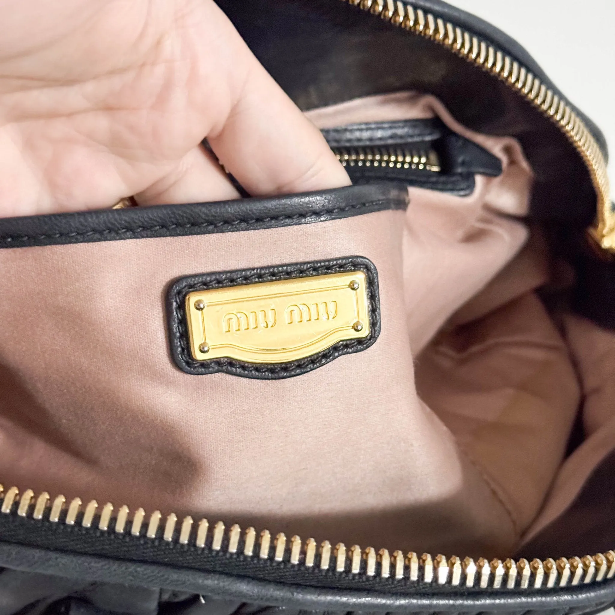 Matelassé Lambskin Leather Double Handle Handbag Black
