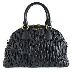 Matelassé Lambskin Leather Double Handle Handbag Black