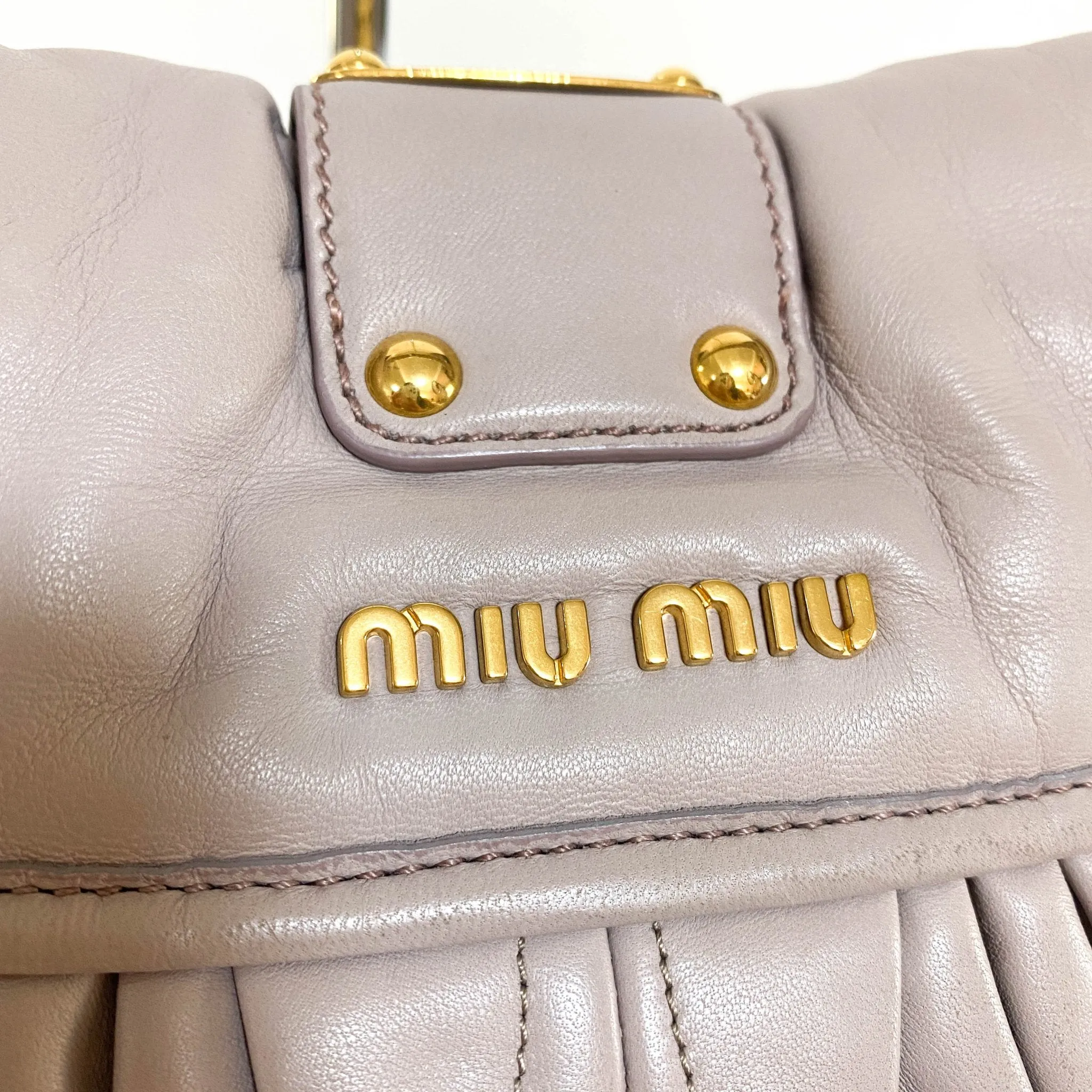 Matelassé Pale Purple Leather Handle Shoulder Bag