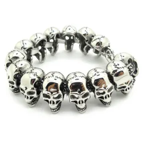Mens Boys Lots silver Skull Links Chain Bracelet Stainless Steel PUNK Bangle Men's cool vintage Jewellery
